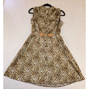 NWT RNB Rich and Beautiful Animal Leopard Print Button Up Dress Size Small